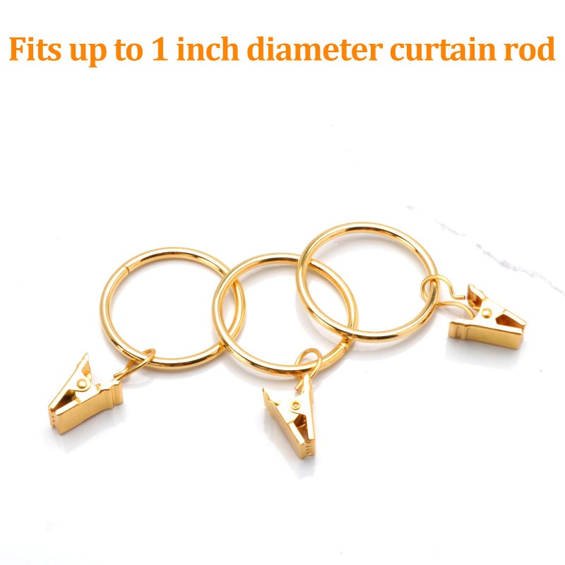 Datttcc 40 Pack Metal Curtain Rings with Clips, Drapery Clips with Rings, Curtain Hangers Clips, Drapes Rings 1.26 inch Interior Diameter, Golden - Image 3