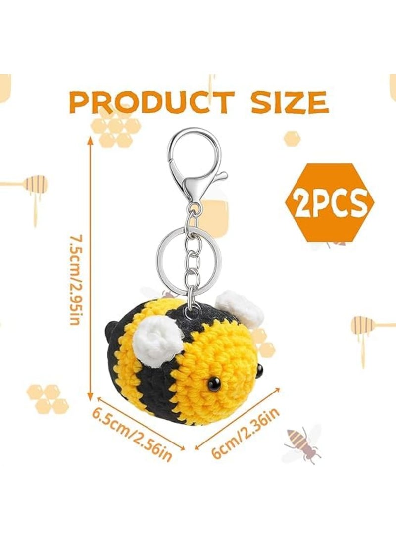 SYOSI Bee Keyring, Cute Plush Crochet Keychain for Women, Small Bag Charm and Fashion Accessory for Keys or Handbags, Adorable Gift Choice for Girls and Friends, Yellow - Image 2