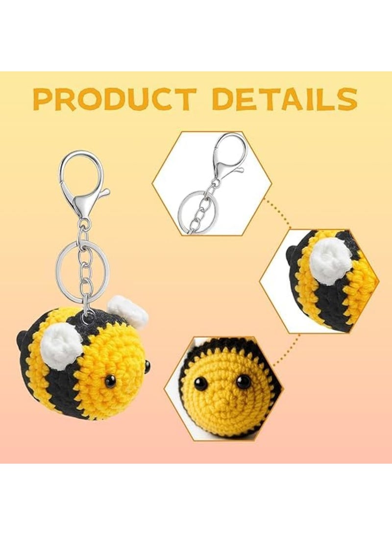 SYOSI Bee Keyring, Cute Plush Crochet Keychain for Women, Small Bag Charm and Fashion Accessory for Keys or Handbags, Adorable Gift Choice for Girls and Friends, Yellow - Image 3