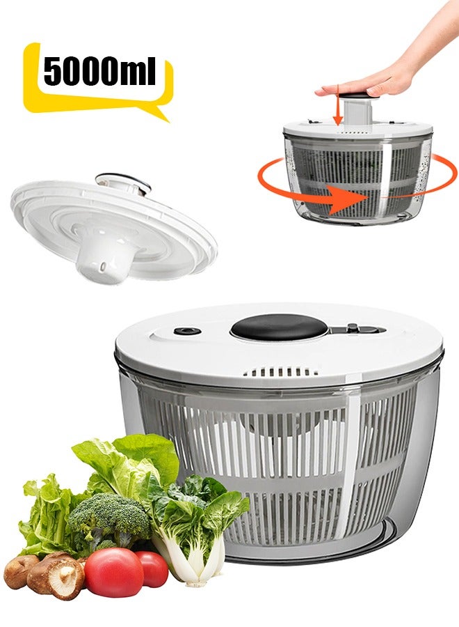 5000ml Salad Spinner, Multifunction Manual Salad Spinner, Lettuce Dryer and Vegetable Washer, Draining Lettce and Vegetable with Ease for Lettuce, Fruits Vegetables  - Image 1