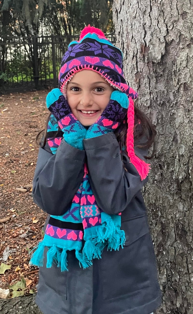 N'Ice Caps Kids Hat Glove Scarf Girls Winter Knit Accessory Set Warm Sherpa Lined 3 Piece (8-12 Years, Fuchsia/Black/Neon Pink) - Image 5