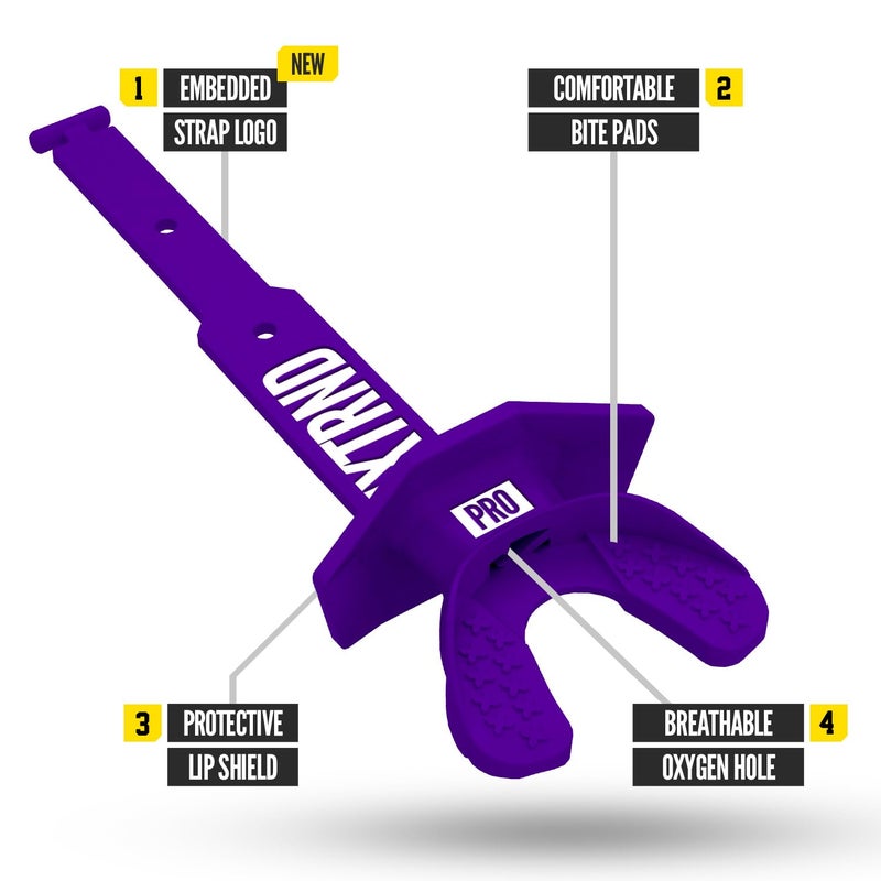 NXT NXTRND Nxtrnd Two Pro Football Mouth Guard  Permanent Strap  Fits Adult & Youth (Purple) - Image 2