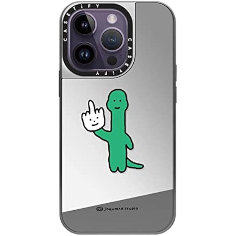 Casetify Mirror Case for iPhone 14 Pro Compatible with Magsafe - Talk to The Hand - Silver on Silver - Image 1