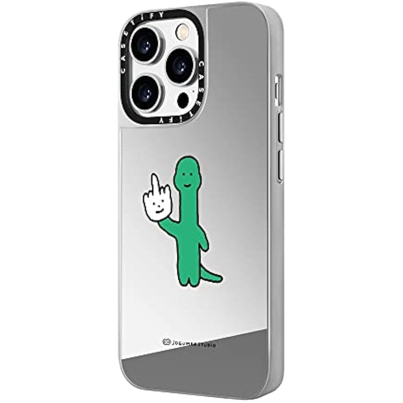 Casetify Mirror Case for iPhone 14 Pro Compatible with Magsafe - Talk to The Hand - Silver on Silver - Image 5