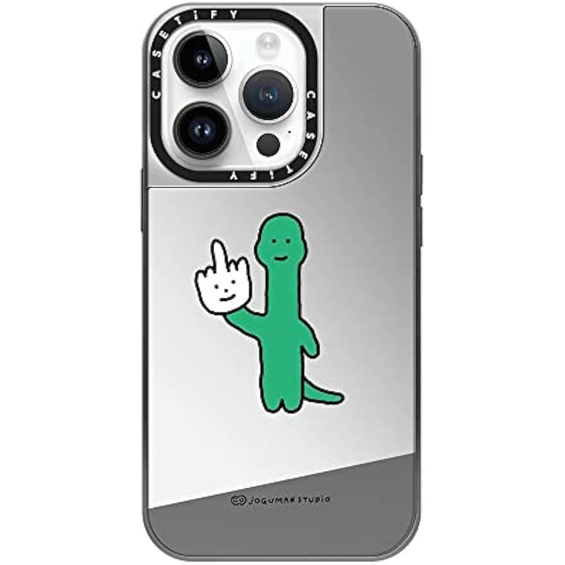 Casetify Mirror Case for iPhone 14 Pro Compatible with Magsafe - Talk to The Hand - Silver on Silver - Image 2