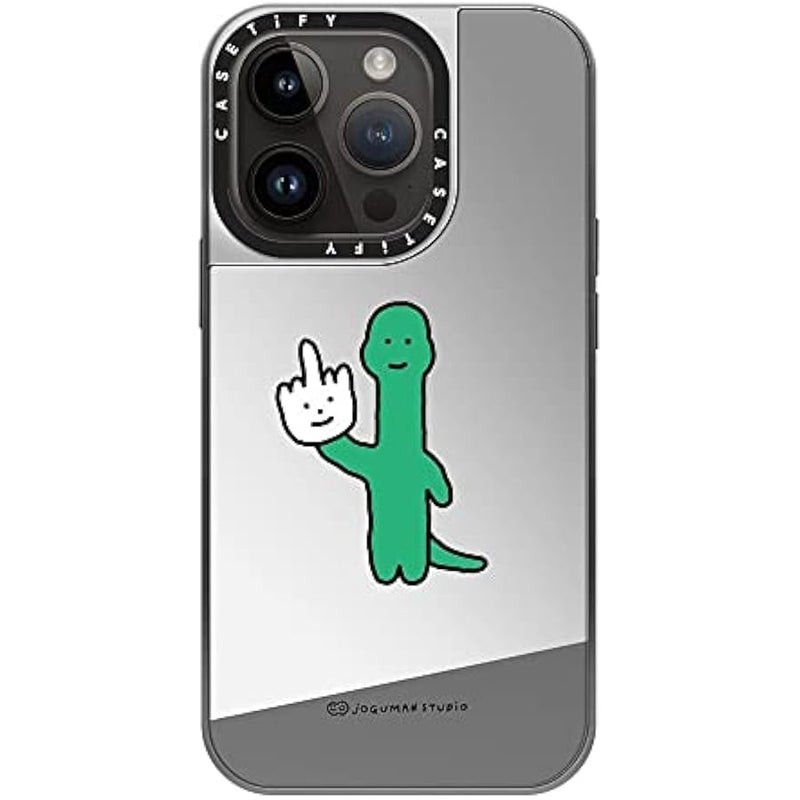 Casetify Mirror Case for iPhone 14 Pro Compatible with Magsafe - Talk to The Hand - Silver on Silver - Image 3