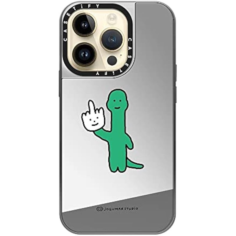 Casetify Mirror Case for iPhone 14 Pro Compatible with Magsafe - Talk to The Hand - Silver on Silver - Image 4