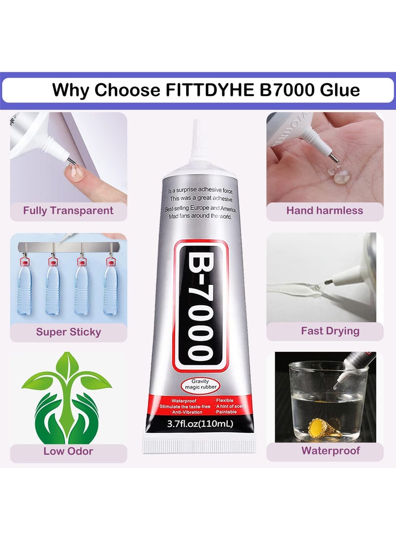 SUXUN Multi-functional Clear Glue, B7000 Craft Rhinestone Glue Set, 2 Bottles (110 Ml/3.7 Fl Oz), Includes 5 Dotting Pens and 1 Pair of Tweezers. Suitable for DIY Crafts, Makeup, Shoemaking, Jewelry Making, Nail Art, Etc. - Image 4