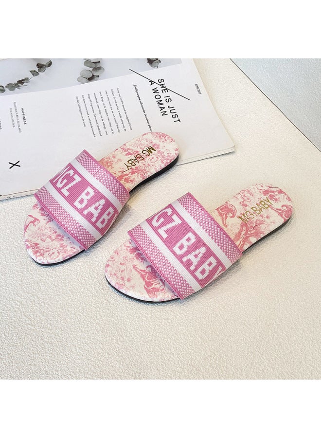 Summer New Korean Style Little Girls Open-toe Sandals, Fashionable Casual Soft-soled Slide Sandals For Older Children, Trendy