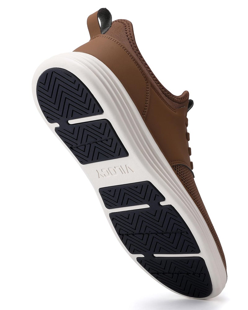 VILOCY Mens Slip On Casual Dress Shoes Hands Free Laceless Fashion Sneakers Comfortable Mesh Tennis Walking Shoes All Brown,EU44 - Image 5