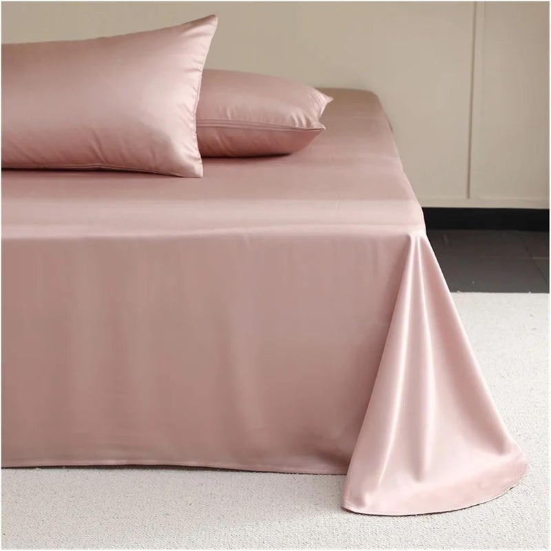 Silk Satin Sheets 3PCS Silk Flat Sheet Solid Color Bed Smooth Linen Single Double Queen King Size Bedding Soft for Bedroom(Rouge Pink,160x245cm 1PC) - Image 1
