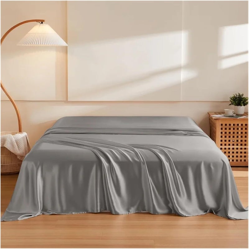 Silk Satin Sheets 3PCS Silk Flat Sheet Solid Color Bed Smooth Linen Single Double Queen King Size Bedding Soft for Bedroom(Rouge Pink,160x245cm 1PC) - Image 2