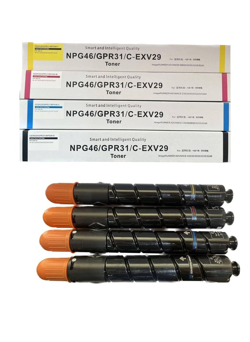 Terabyte NPG46/GPR-31/EXV29 Compatible C-EXV29 NPG-46 GPR-31 4 Color Toner Cartridges set for Image Runner ADV IR C5030 5035 C5235 C5240 - Image 1