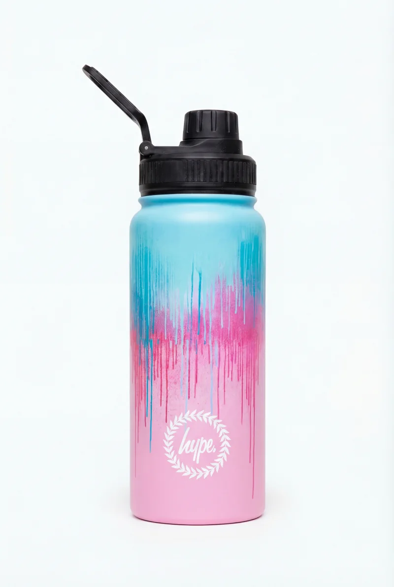 Just Hype HYPE Water Bottle Pink Teal Pastel Drips