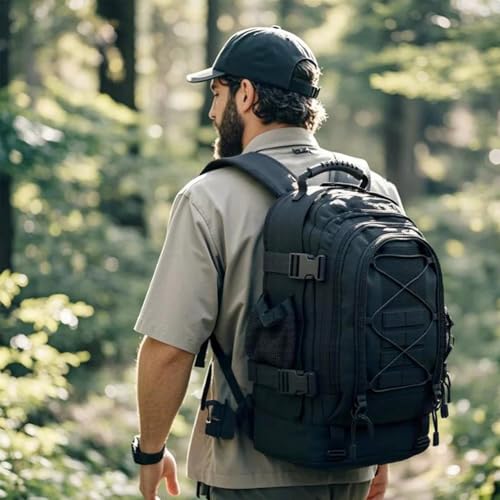 Miramrax Tactical Backpack Military Hiking Daypack - Molle Backpack for Men 3 Day Assault Pack Bug Out Bag for Camping Travel Army Hunting Gym Rucksack Survival (Black) - Image 2