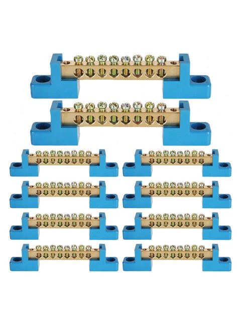 8 Terminal Bus Bar Terminal Block 10 Pack Brass Wire Screw Terminal for Car Boat Marine Ground Power Distribution Terminal Block