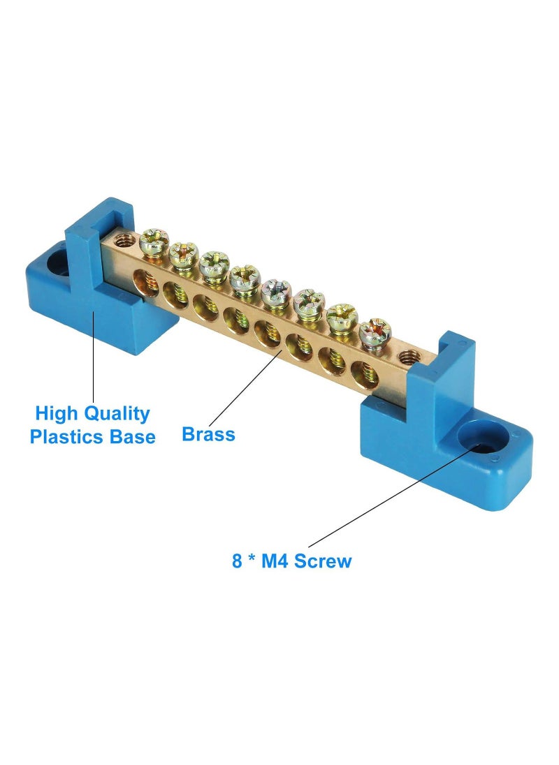 Excefore - 8 Terminal Bus Bar Terminal Block 10 Pack Brass Wire Screw Terminal for Car Boat Marine Ground Power Distribution Terminal Block - Image 1