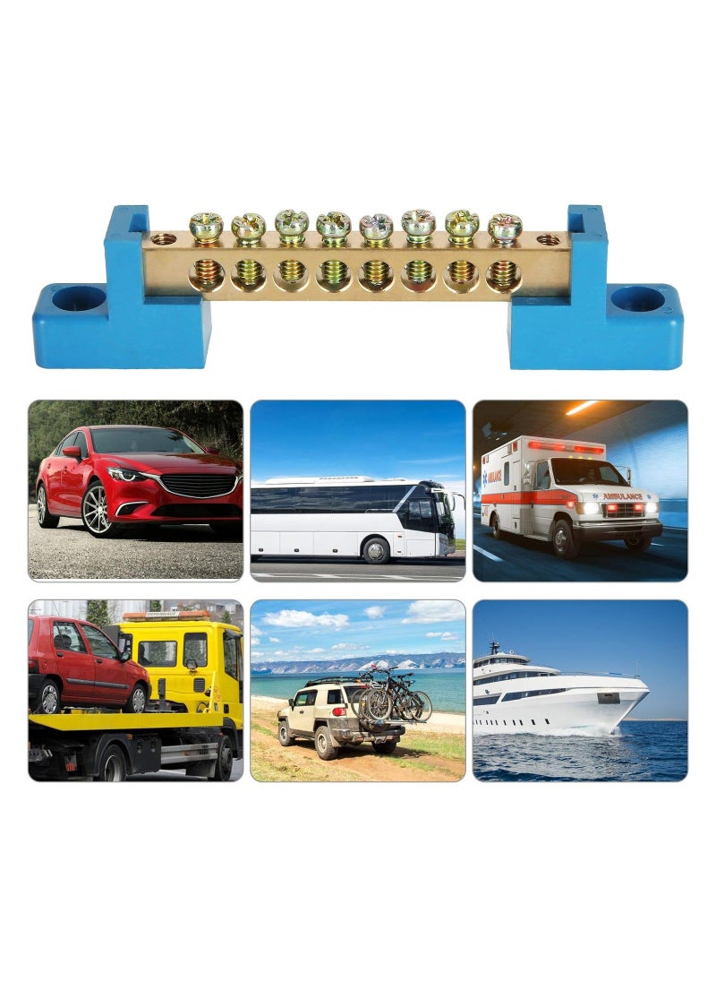 Excefore - 8 Terminal Bus Bar Terminal Block 10 Pack Brass Wire Screw Terminal for Car Boat Marine Ground Power Distribution Terminal Block - Image 1