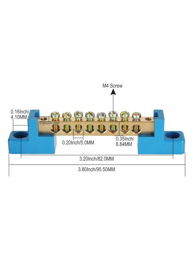 Excefore - 8 Terminal Bus Bar Terminal Block 10 Pack Brass Wire Screw Terminal for Car Boat Marine Ground Power Distribution Terminal Block - Image 1