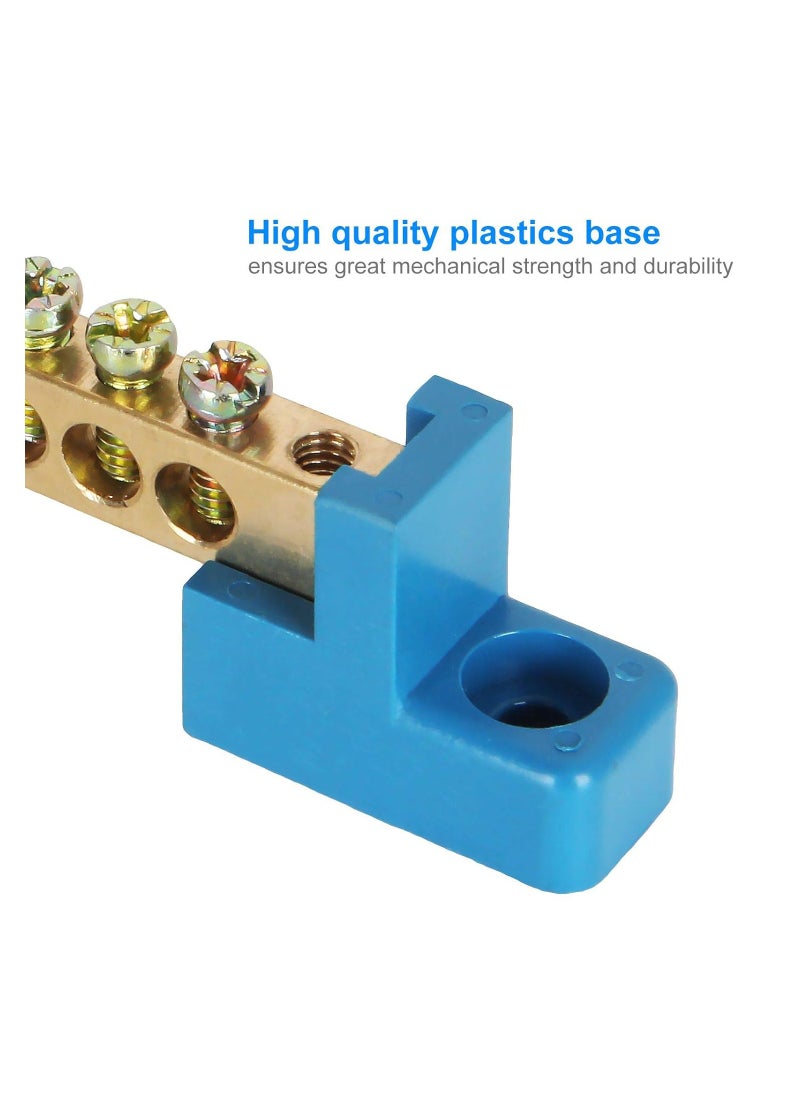 Excefore - 8 Terminal Bus Bar Terminal Block 10 Pack Brass Wire Screw Terminal for Car Boat Marine Ground Power Distribution Terminal Block - Image 1