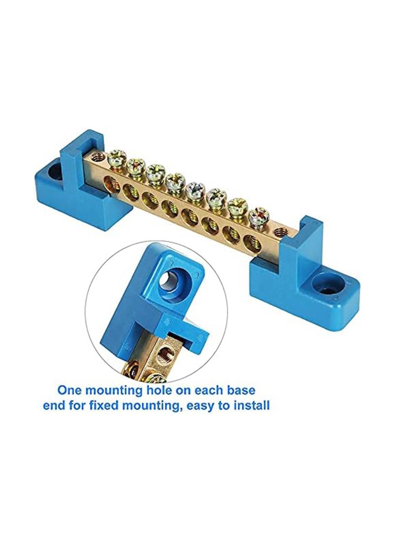 Excefore - 8 Terminal Bus Bar Terminal Block 10 Pack Brass Wire Screw Terminal for Car Boat Marine Ground Power Distribution Terminal Block - Image 1