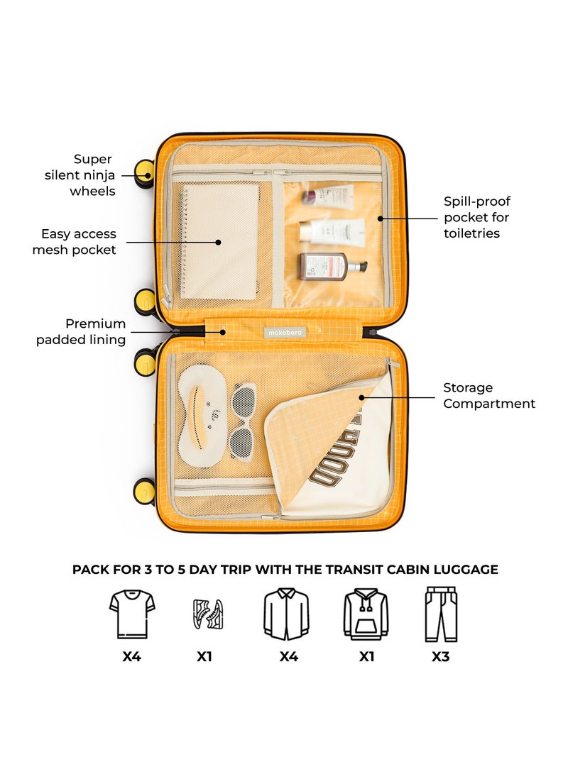 Mokobara The Transit Cabin Luggage - Polycarbonate Material | Crypto Sunray 2.0, Black - Image 3
