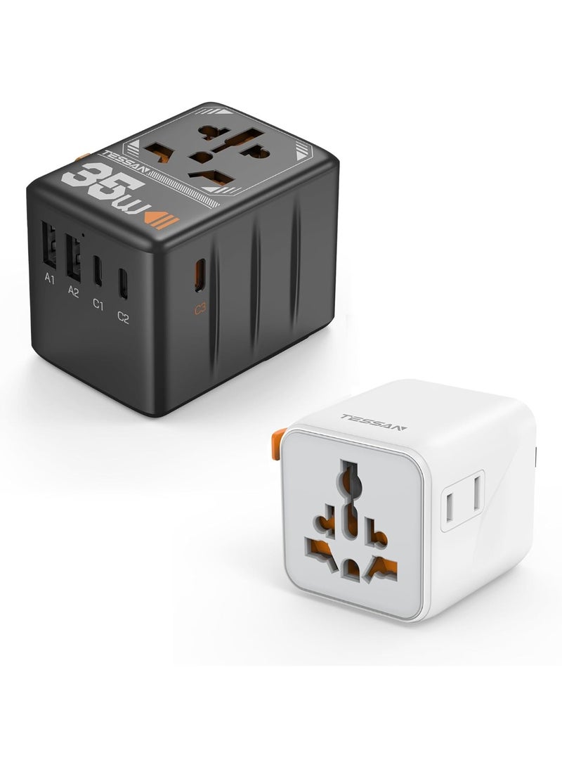 TESSAN Universal Travel Adapter with Dual AC Outlet Small Worldwide Plug Adaptor and 35W International Power Adapter with 3 USB C and 2 USB A Ports (Type C G A I) - Image 1
