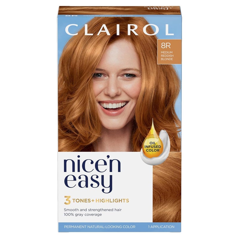 Clairol Nicen Easy Permanent Hair Dye 8R Medium Reddish Blonde Hair Color Pack of 1