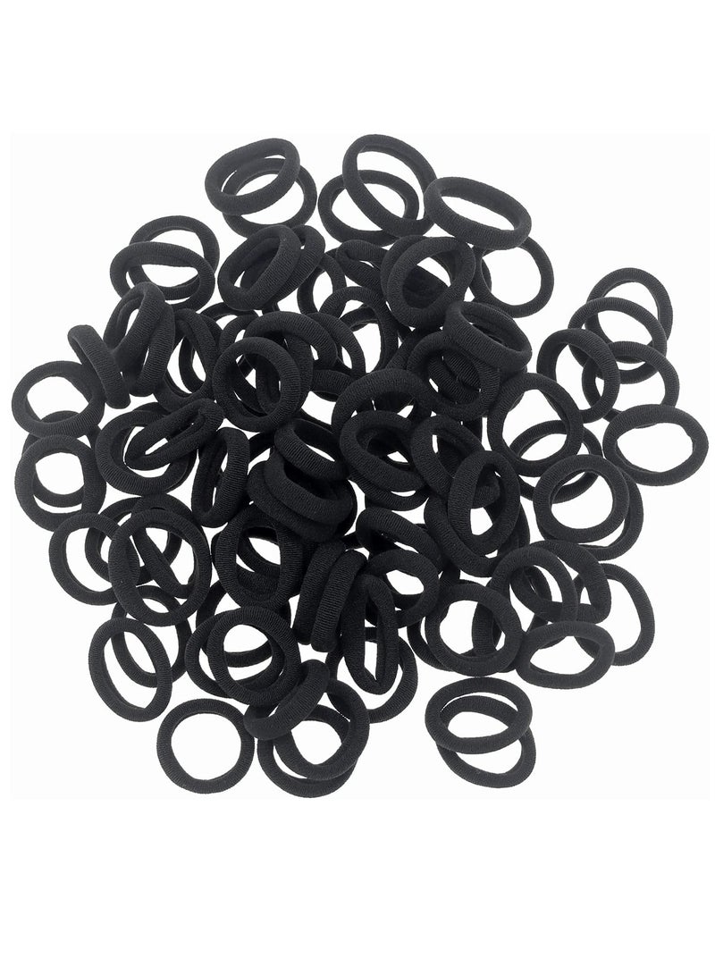 Lelet 100pcs Small Hair Ties Band for Thick and Curly Hair Ponytail Holders Soft & Seamless Baby Hair Ties, Hair Elastic Band for Women or Baby Girls With Box- Black - Image 5