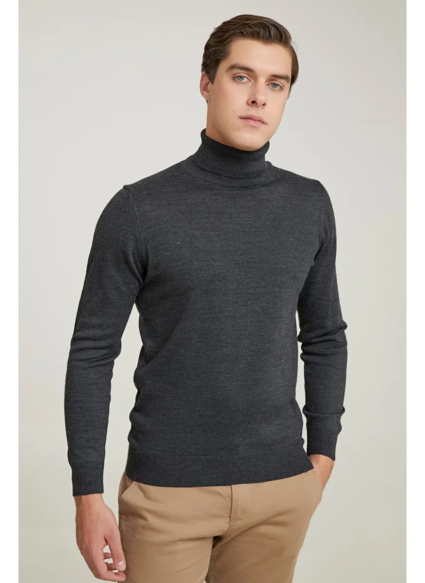 D'S DAMAT Regular Fit Anthracite Plain Knitted Sweater 9HF060632007D