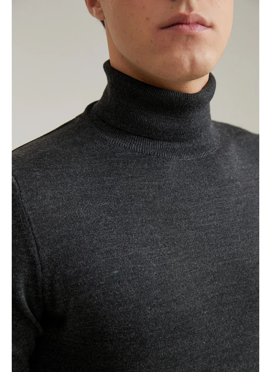 D'S DAMAT Regular Fit Anthracite Plain Knitted Sweater 9HF060632007D