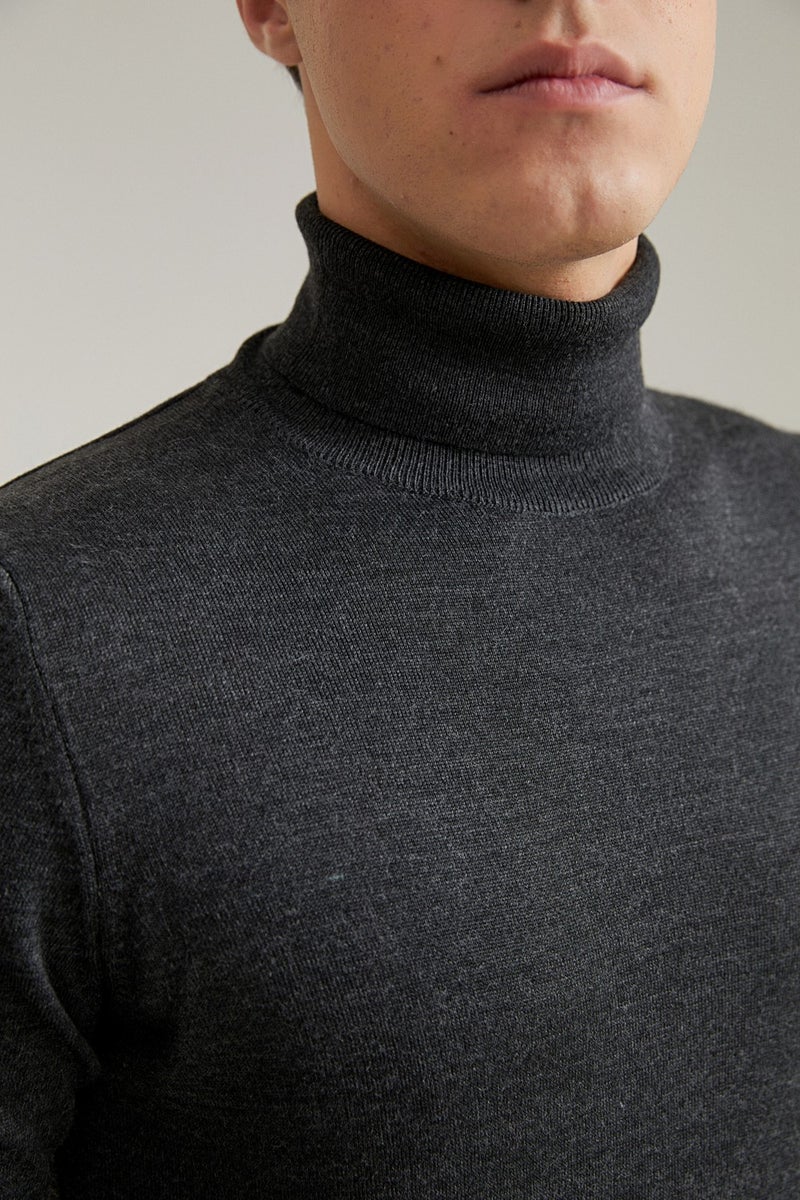 D'S DAMAT Regular Fit Anthracite Plain Knitted Sweater 9HF060632007D  - Image 2