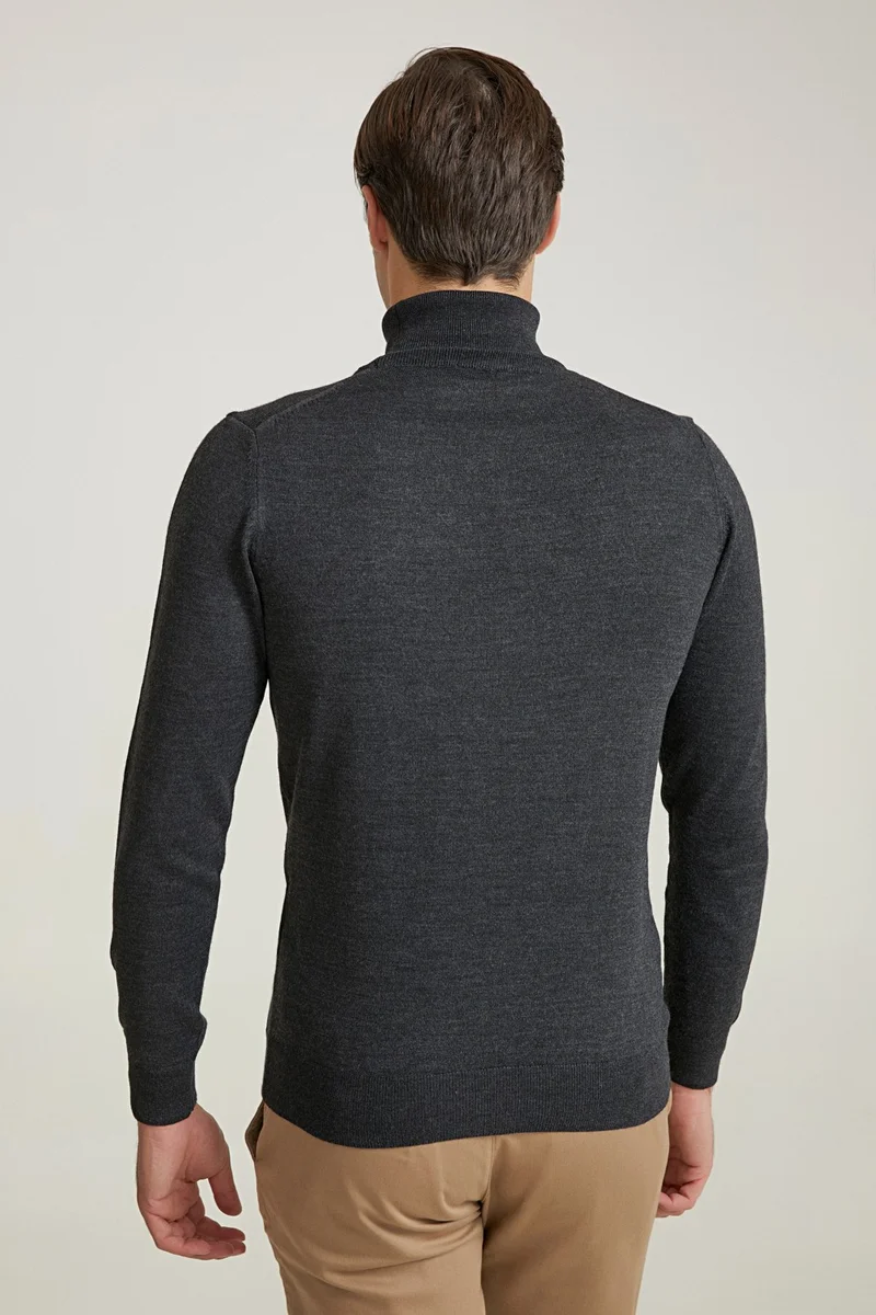 دي أس دامات Regular Fit Anthracite Plain Knitted Sweater 9HF060632007D