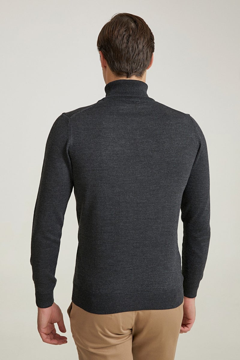 D'S DAMAT Regular Fit Anthracite Plain Knitted Sweater 9HF060632007D  - Image 3
