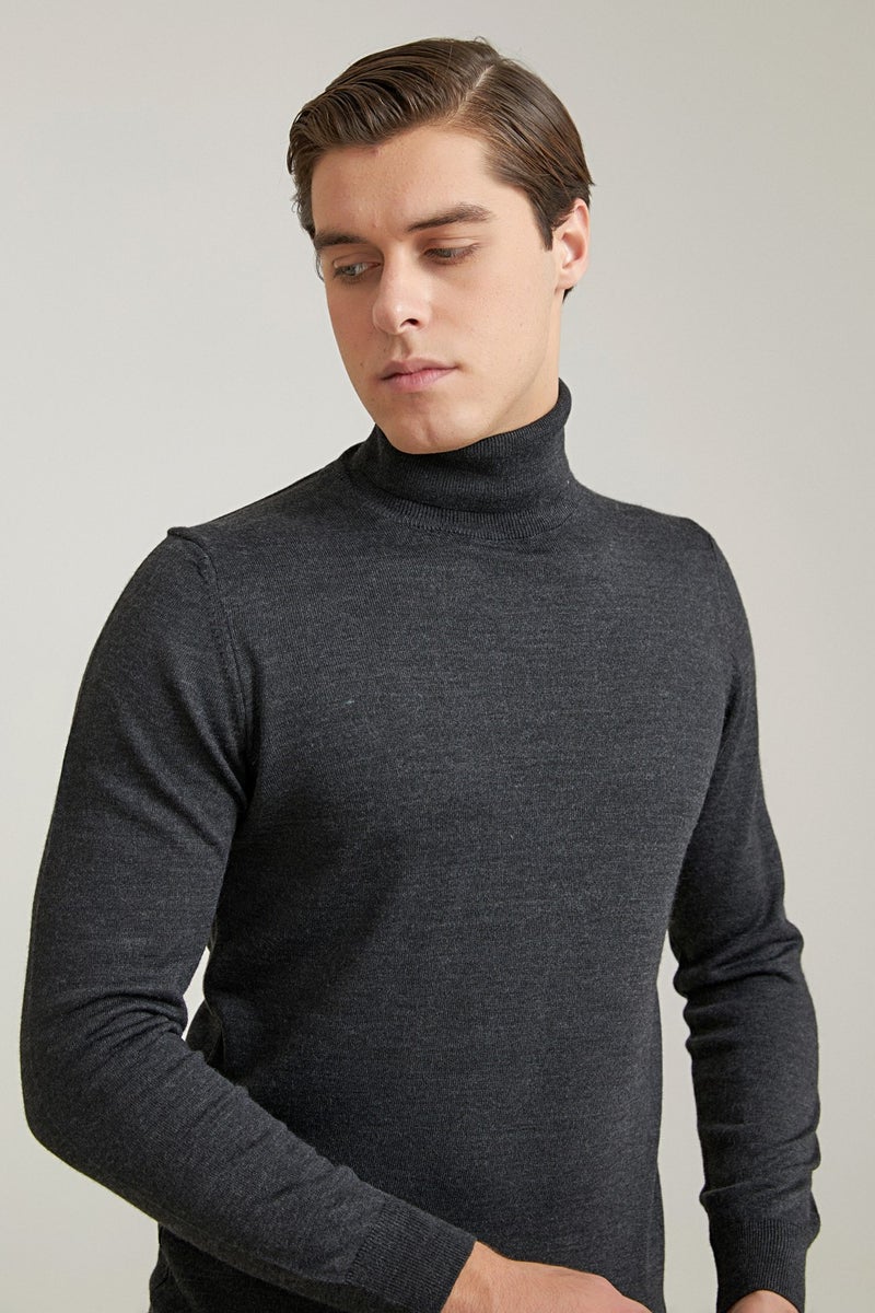 D'S DAMAT Regular Fit Anthracite Plain Knitted Sweater 9HF060632007D  - Image 4