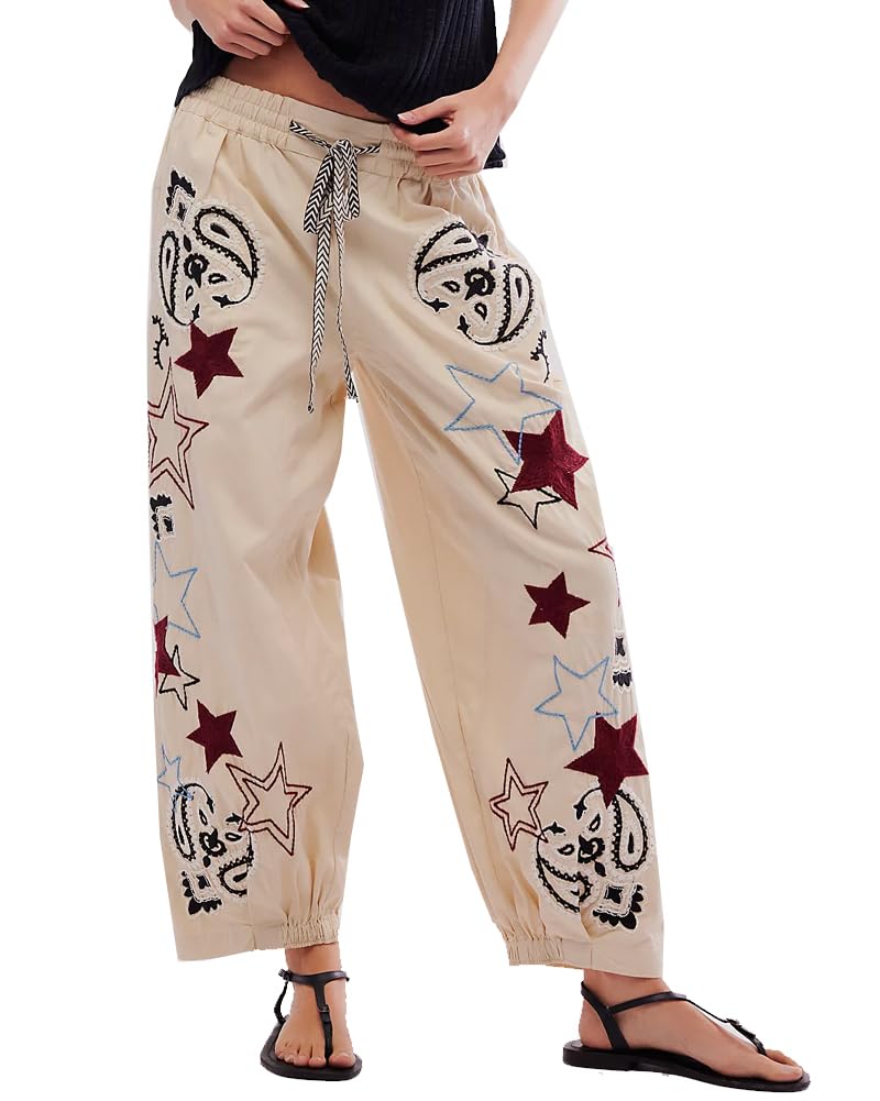 Kedera Barrel Jeans for Women Causal Wide Leg Mid Rise Denim Baggy Boyfriend Jeans Embroidered Tapered Ankle Pants - Image 1