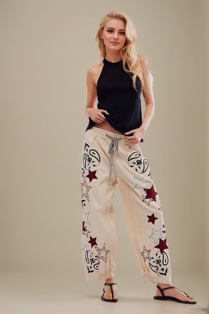 Kedera Barrel Jeans for Women Causal Wide Leg Mid Rise Denim Baggy Boyfriend Jeans Embroidered Tapered Ankle Pants - Image 2