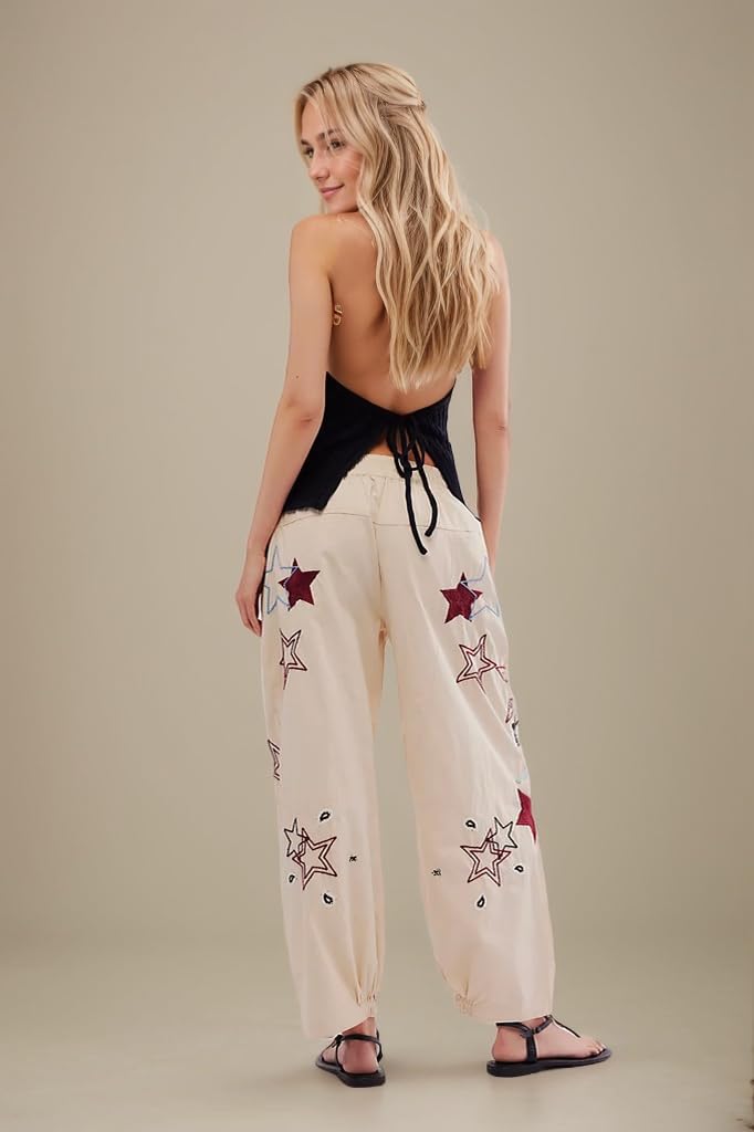 Kedera Barrel Jeans for Women Causal Wide Leg Mid Rise Denim Baggy Boyfriend Jeans Embroidered Tapered Ankle Pants - Image 3