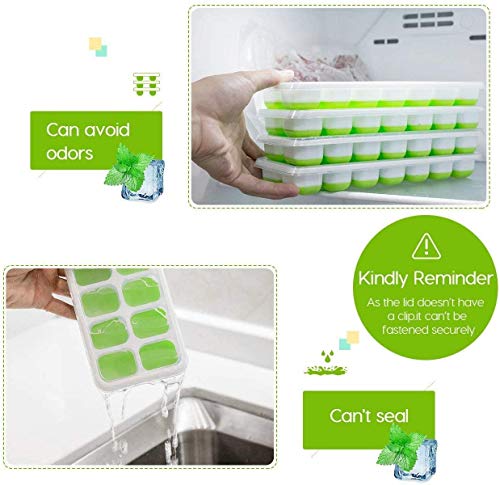 Amytor Ice Cube Trays, Silicone Easy-Release and Flexible 14-Ice Trays with Spill-Resistant Removable Lid, BPA Free, Durable and Dishwasher Safe, 2 Pack - Image 3