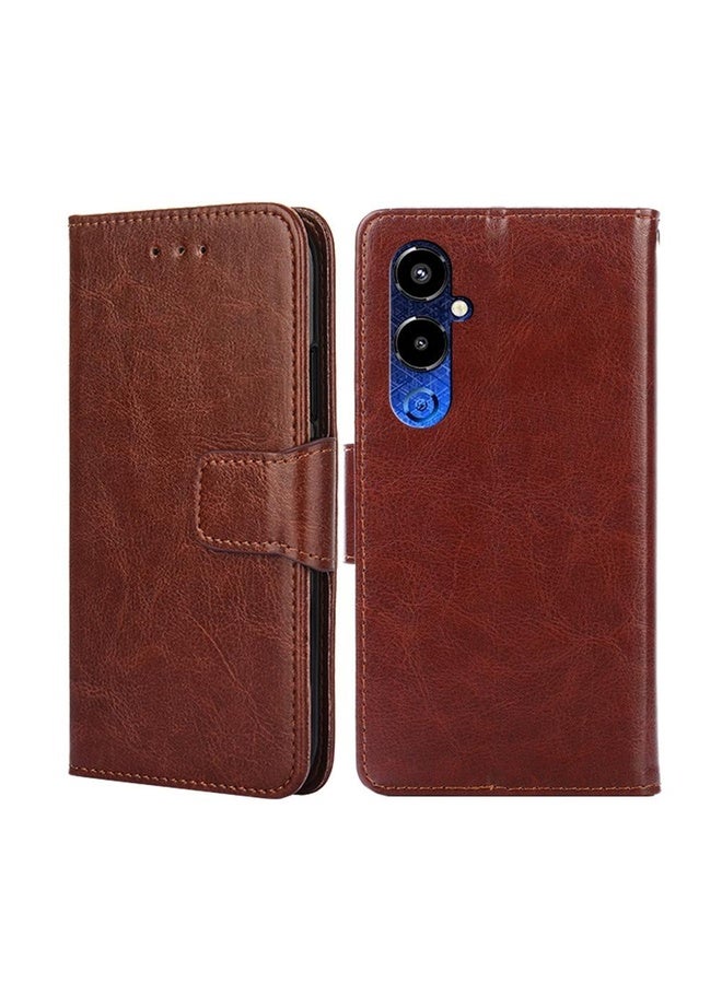 HuHa For Tecno Pova 4 Pro Crystal Texture Leather Phone Case(Brown) - Image 1