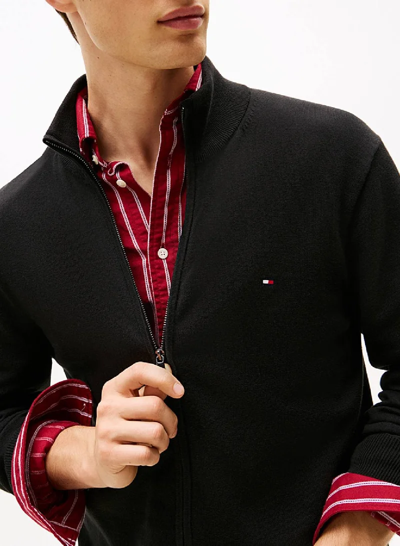 TOMMY HILFIGER Zip-Thru Mock Neck Jumper