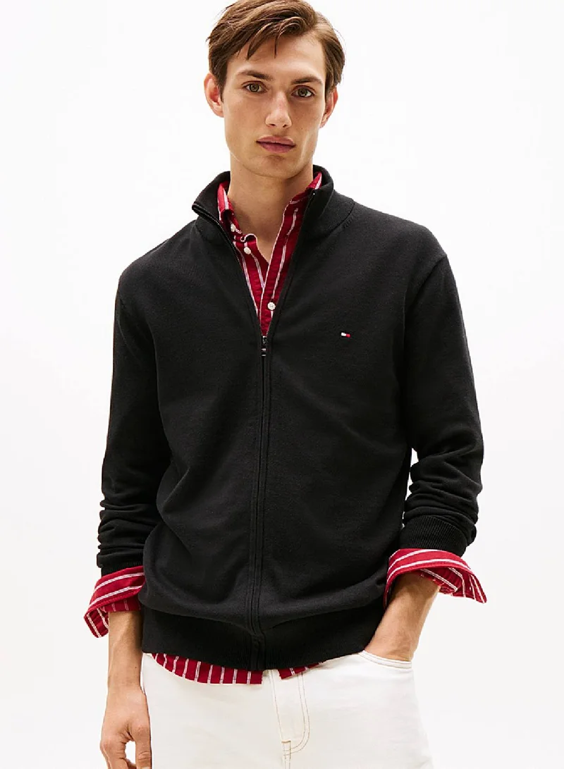 TOMMY HILFIGER Zip-Thru Mock Neck Jumper