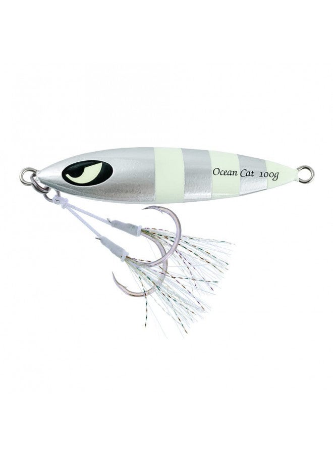 OCEAN CAT 1 PC Slow Fall Pitch Fishing Lures Sinking Lead Metal Flat Jigs Jigging Baits with Hook for Saltwater Fishing 100G/150G/200G/250G (60g, Silver) - Image 3