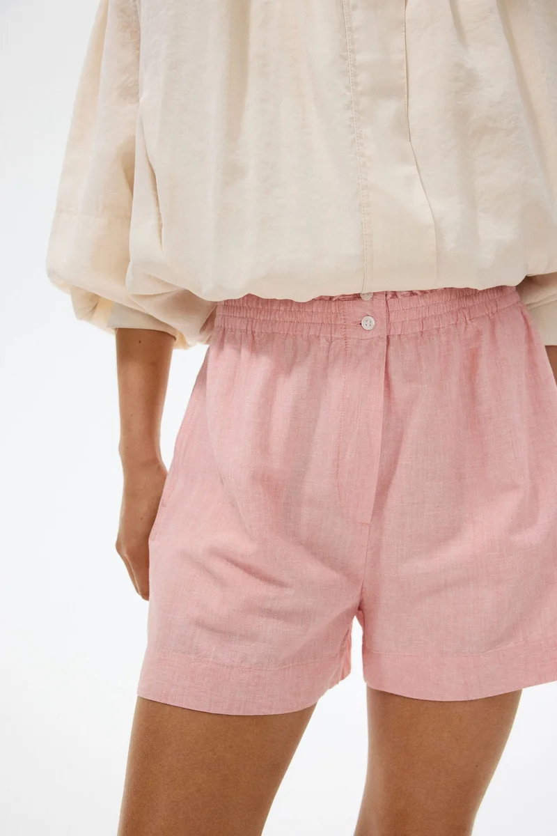 H&M Linen-blend paper bag shorts