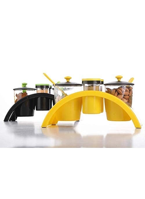 Aa-Era AaEra char Spice Rack Kitchenware Smart Plastic Spice and Pickle Jar Plastic Spice Container Masala Rack revolving Spice Rack Set Rack 4 Condiment Set mouthfreshner Set MultiColor  - Image 2