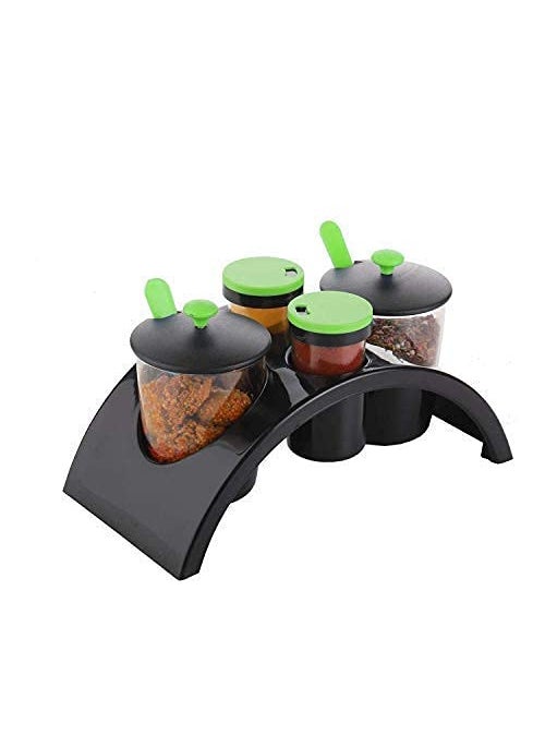 Aa-Era AaEra char Spice Rack Kitchenware Smart Plastic Spice and Pickle Jar Plastic Spice Container Masala Rack revolving Spice Rack Set Rack 4 Condiment Set mouthfreshner Set MultiColor  - Image 1