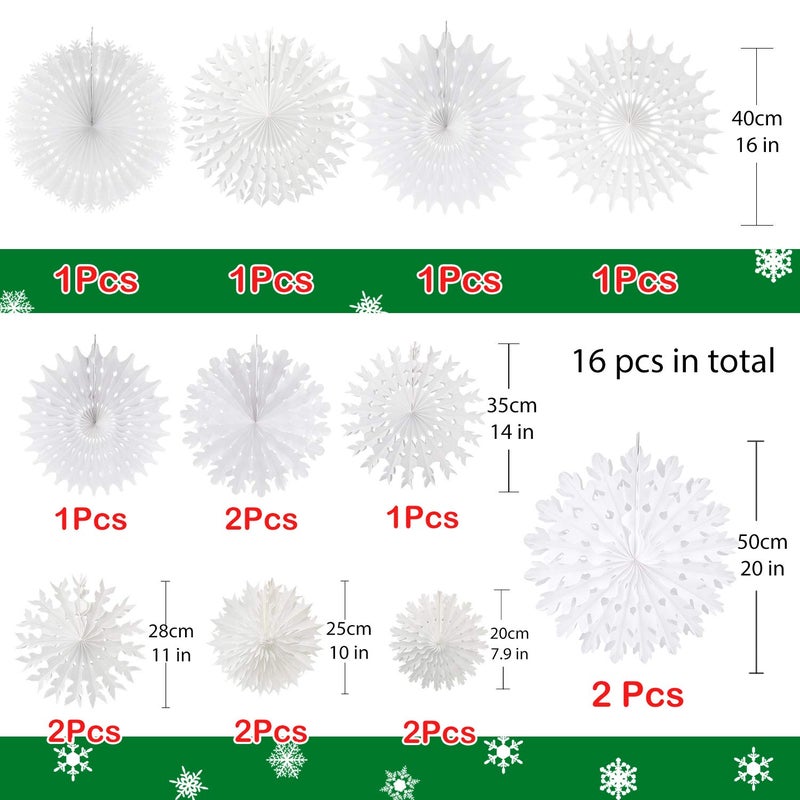 Tuparka White Paper Snowflake Decorations Frozen Birthday Party Supplies Winter Wonderland Party Decorations Christmas Snowflakes Hanging Decoration Assort Size - Image 2