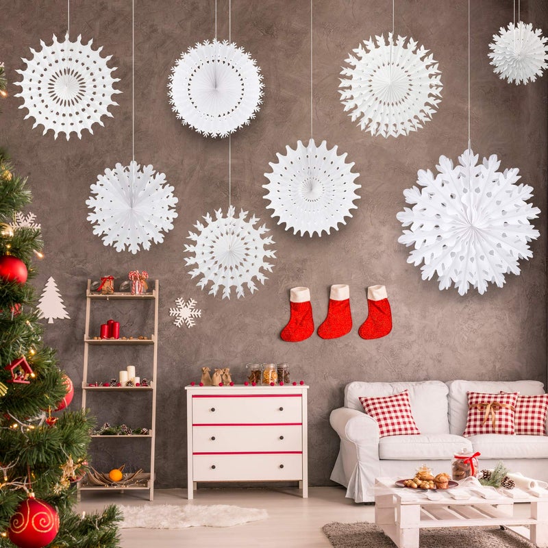 Tuparka White Paper Snowflake Decorations Frozen Birthday Party Supplies Winter Wonderland Party Decorations Christmas Snowflakes Hanging Decoration Assort Size - Image 4