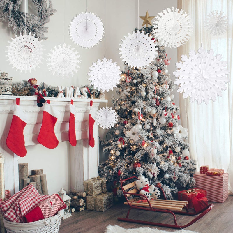 Tuparka White Paper Snowflake Decorations Frozen Birthday Party Supplies Winter Wonderland Party Decorations Christmas Snowflakes Hanging Decoration Assort Size - Image 5