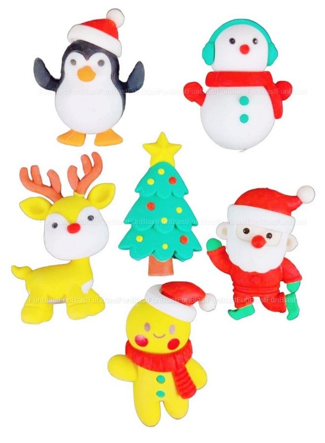 FunBlast Merry Christmas Erasers - Santa Erasers Stationery Gift for Kids, Kawaii Erasers for Kids, Christmas Gifts, Eraser for Children School Kids, Return Gifts for Kids (6) - Image 1